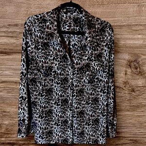 Animal Print Button-Up Blouse
